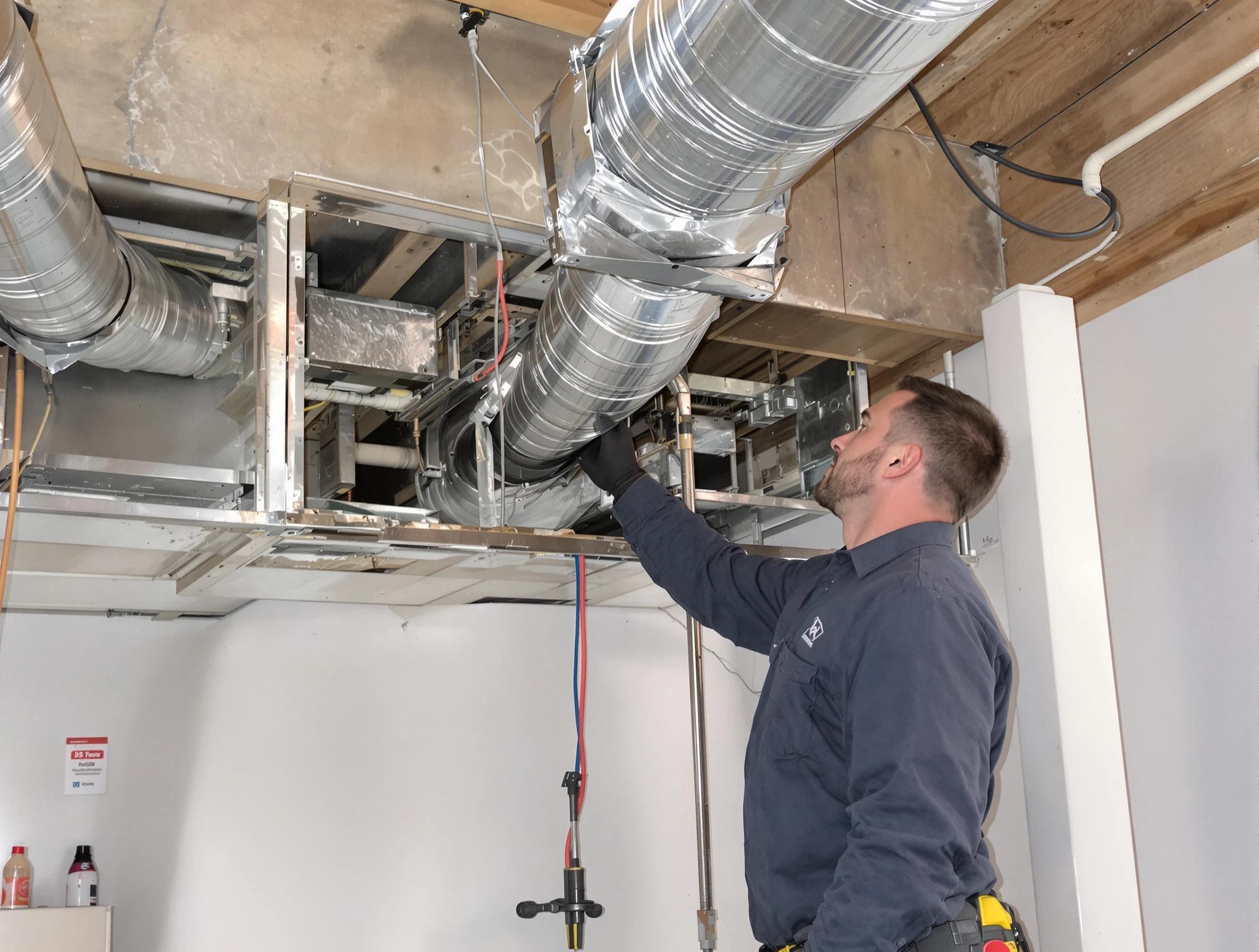 Tempe Air Duct Cleaning technician performing professional air duct repair using specialized tools in Tempe