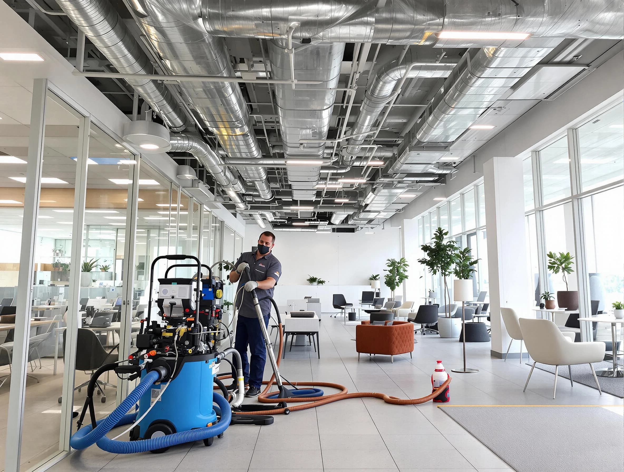 Tempe Air Duct Cleaning team conducting comprehensive commercial duct cleaning at a business location in Tempe