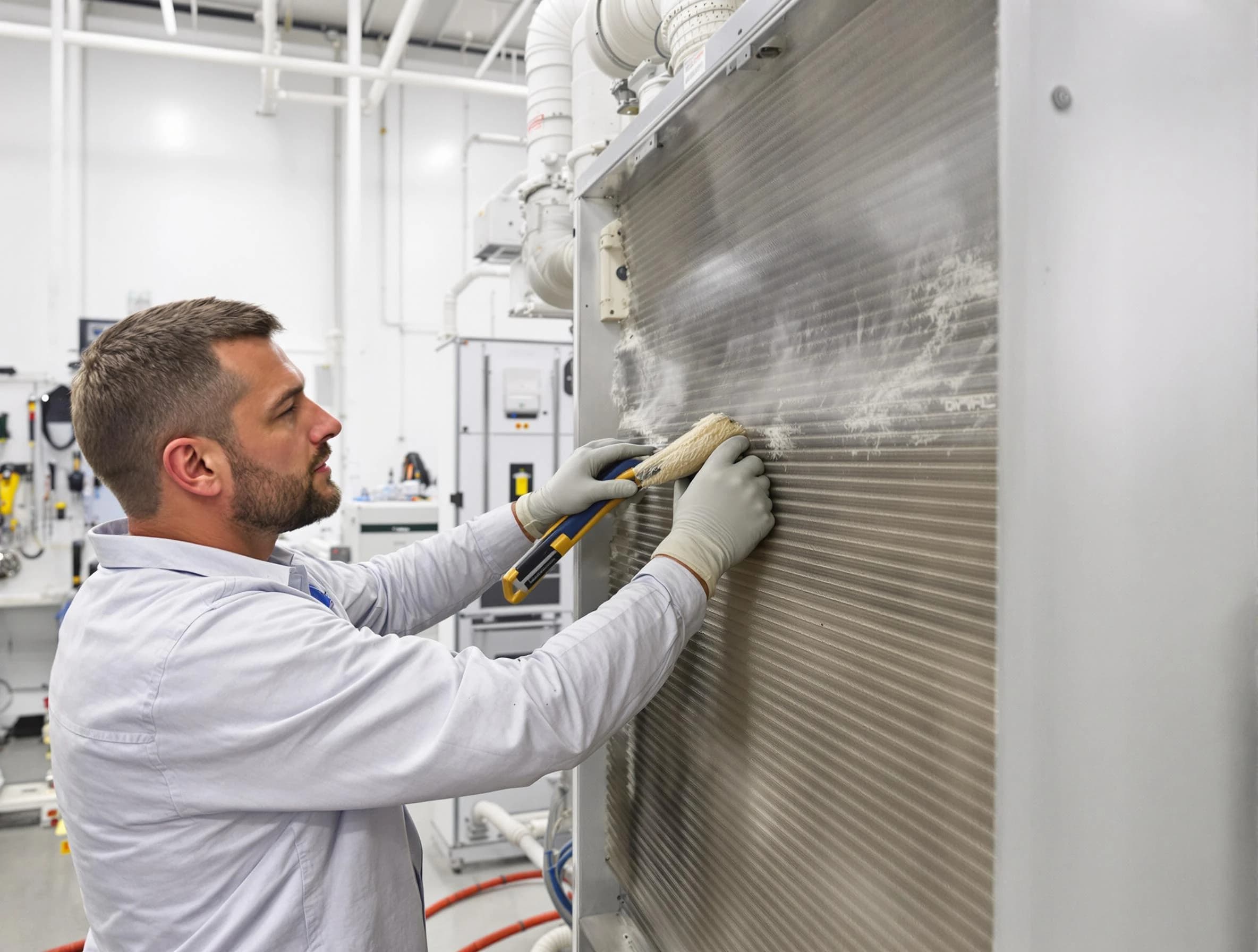 Tempe Air Duct Cleaning technician performing precision commercial coil cleaning at a Tempe business
