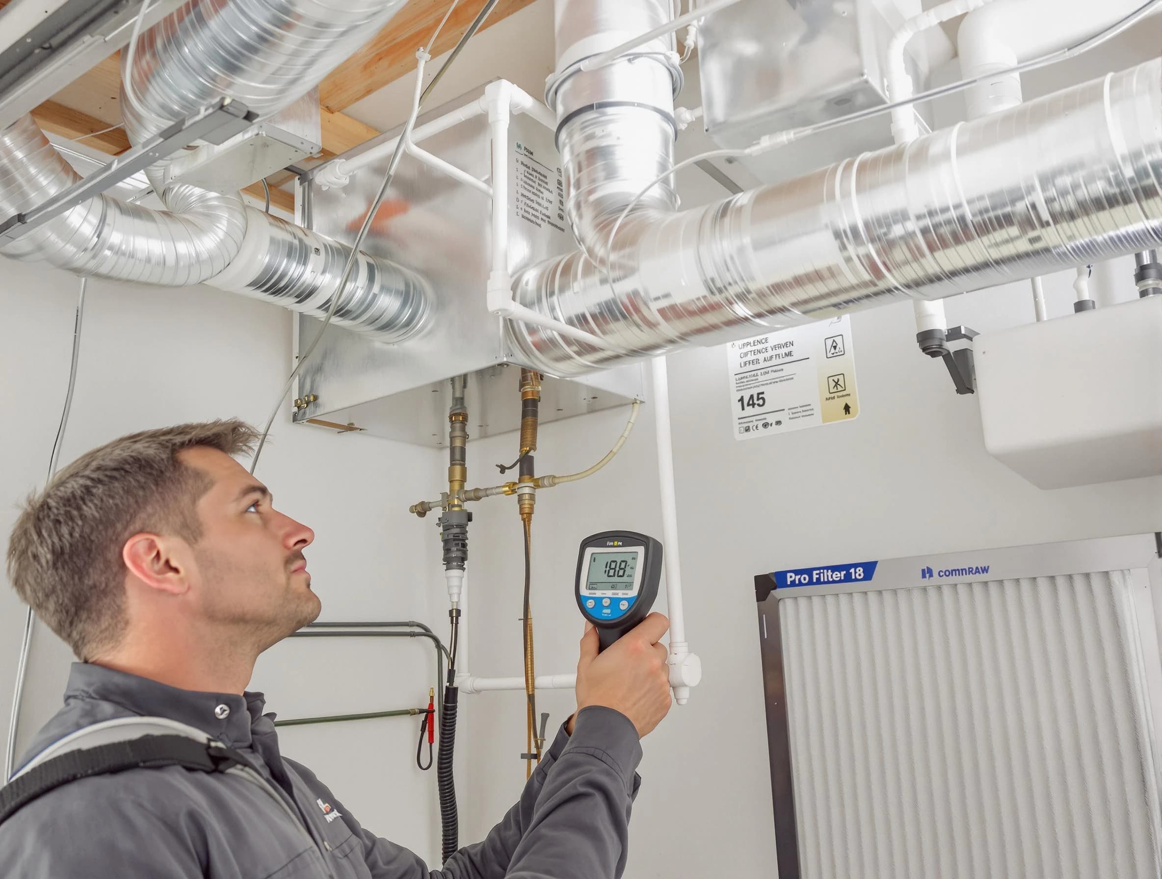 Tempe Air Duct Cleaning expert conducting detailed filter system inspection using diagnostic tools in Tempe