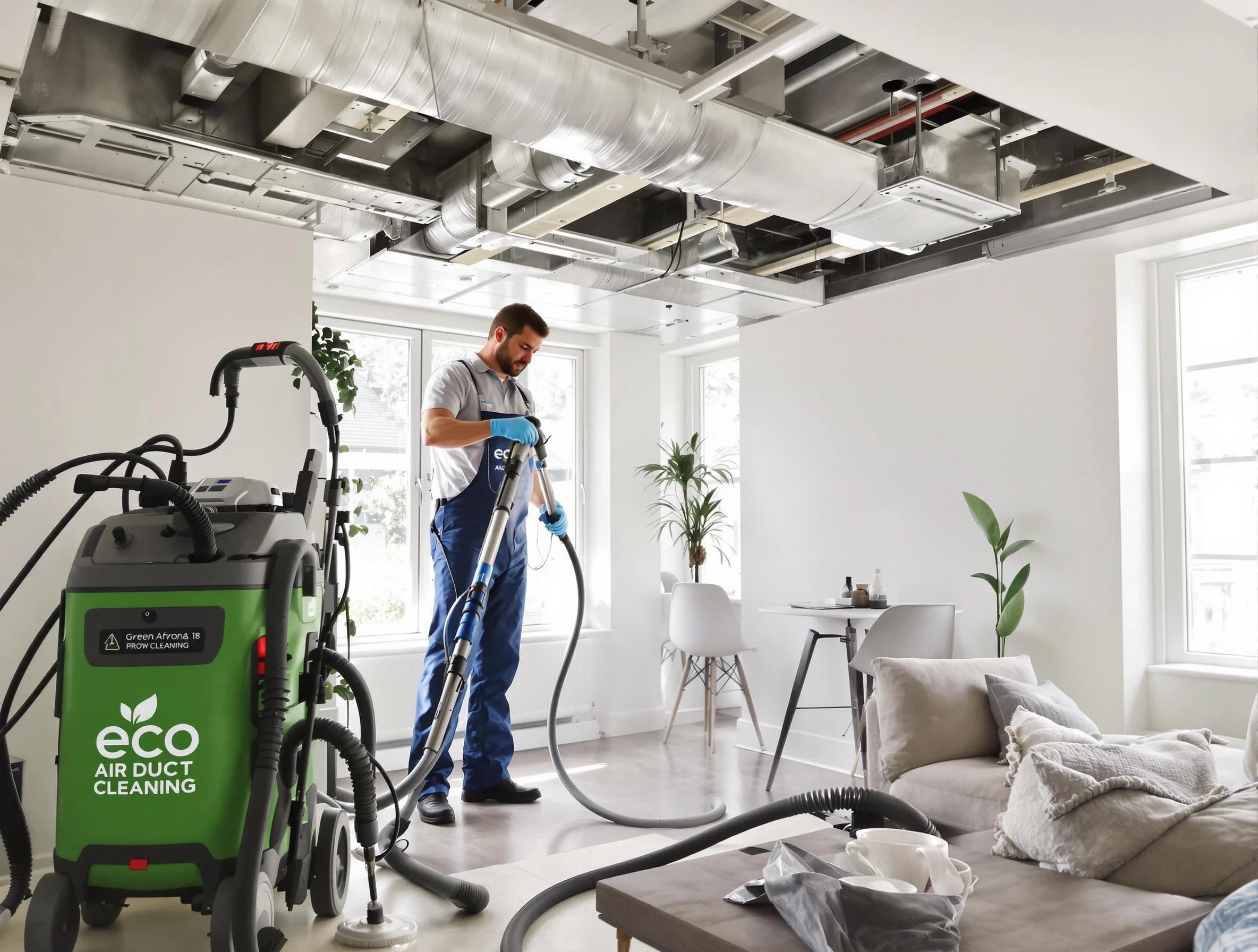 Tempe Air Duct Cleaning technician performing eco-friendly duct cleaning using sustainable methods in Tempe