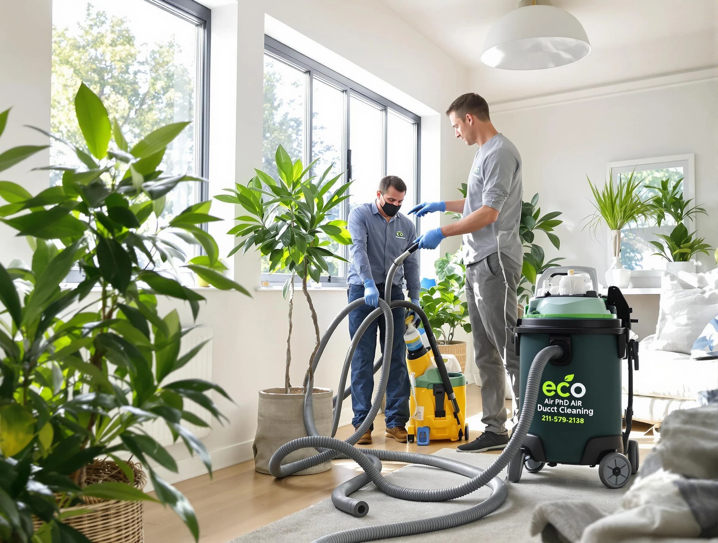 Tempe Air Duct Cleaning technician performing eco-friendly duct cleaning using sustainable methods in Tempe