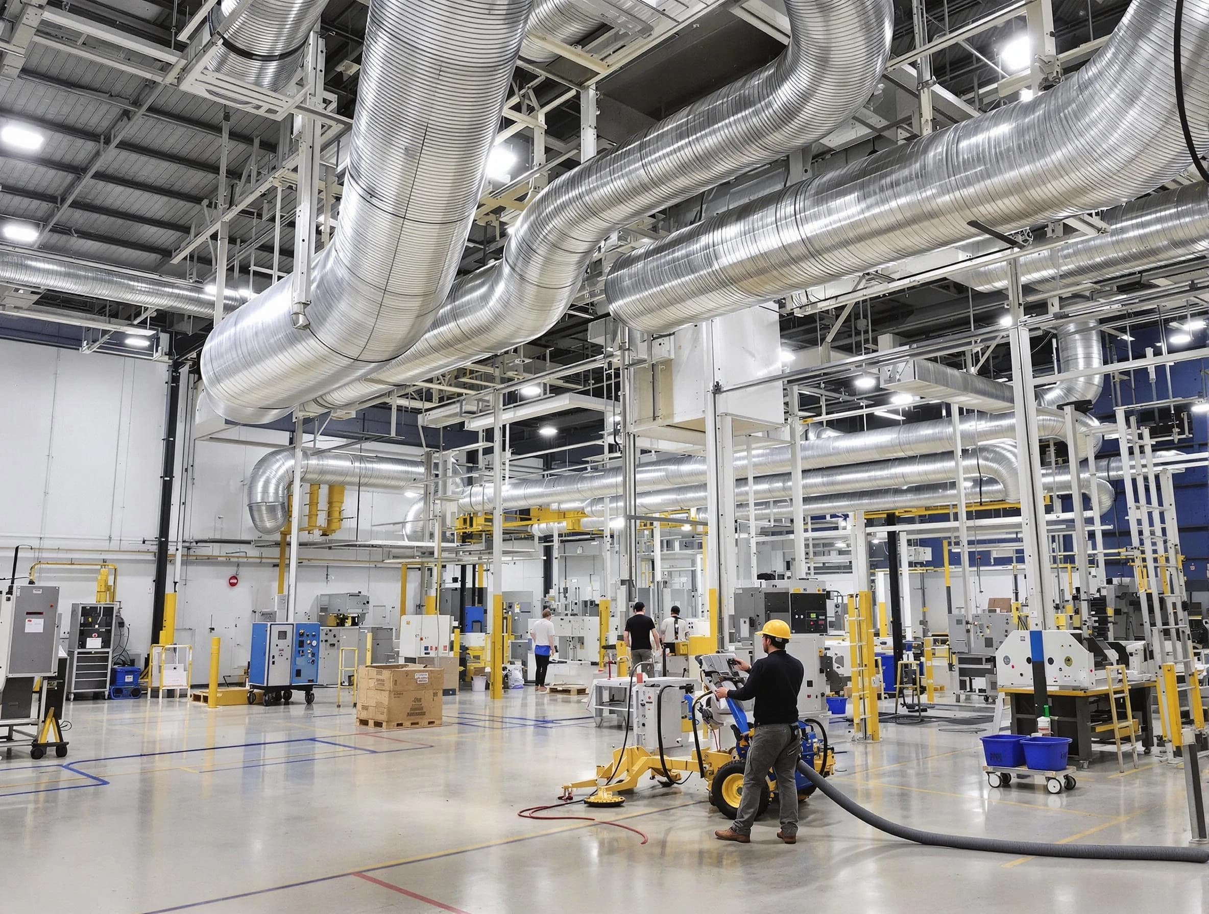 Tempe Air Duct Cleaning team performing comprehensive industrial duct cleaning at a large facility in Tempe