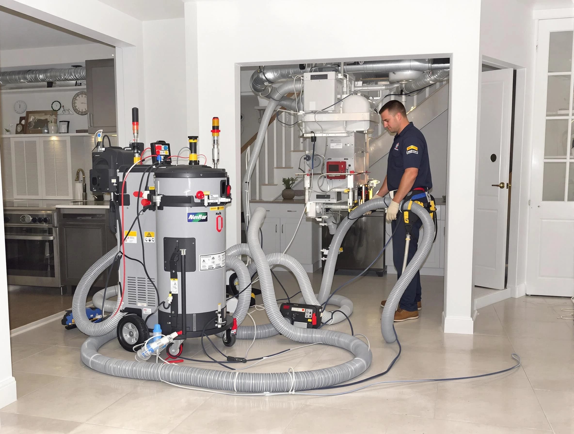 Tempe Air Duct Cleaning technician operating negative pressure cleaning equipment for thorough duct maintenance in Tempe