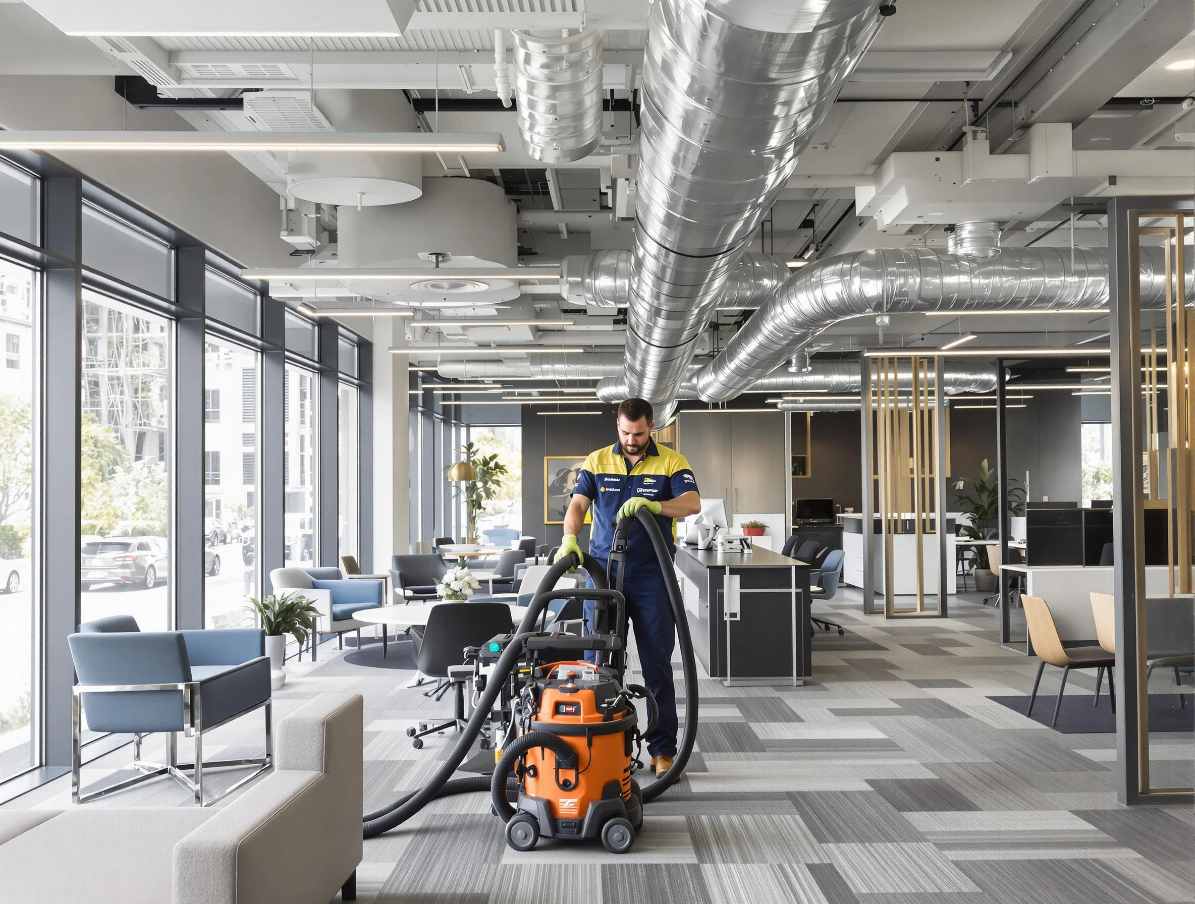 Tempe Air Duct Cleaning team performing thorough commercial duct cleaning at a Tempe business center