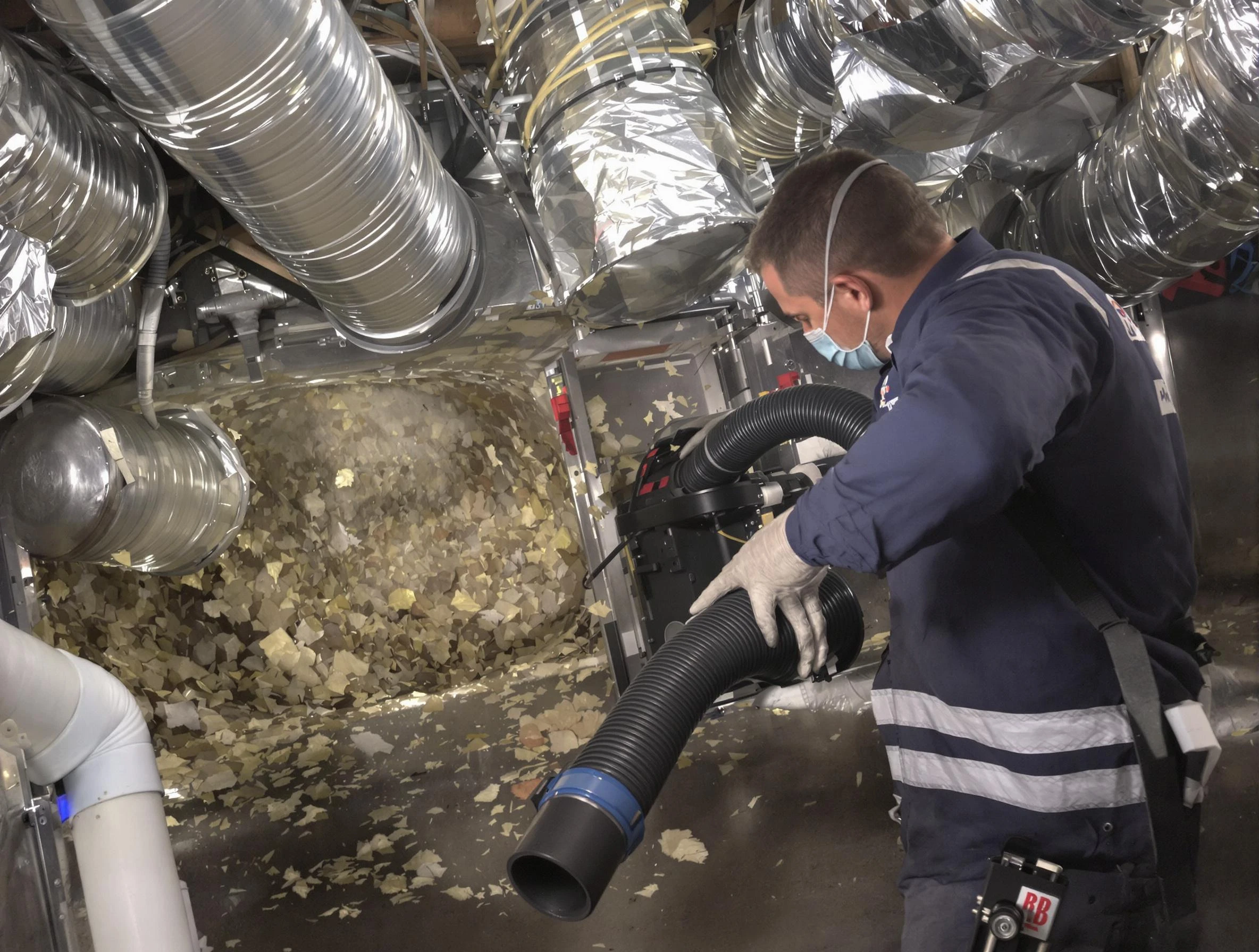 Tempe Air Duct Cleaning specialist operating negative pressure cleaning equipment for thorough duct maintenance in Tempe